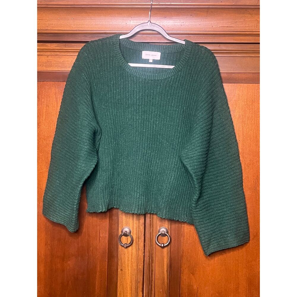Dear John Parker Ribbed Dolman Wide Sleeve Green Sweater